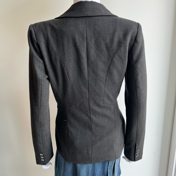 LE CHATEAU | Charcoal Grey One Button Fitted Wool Blazer - Picture 2 of 7